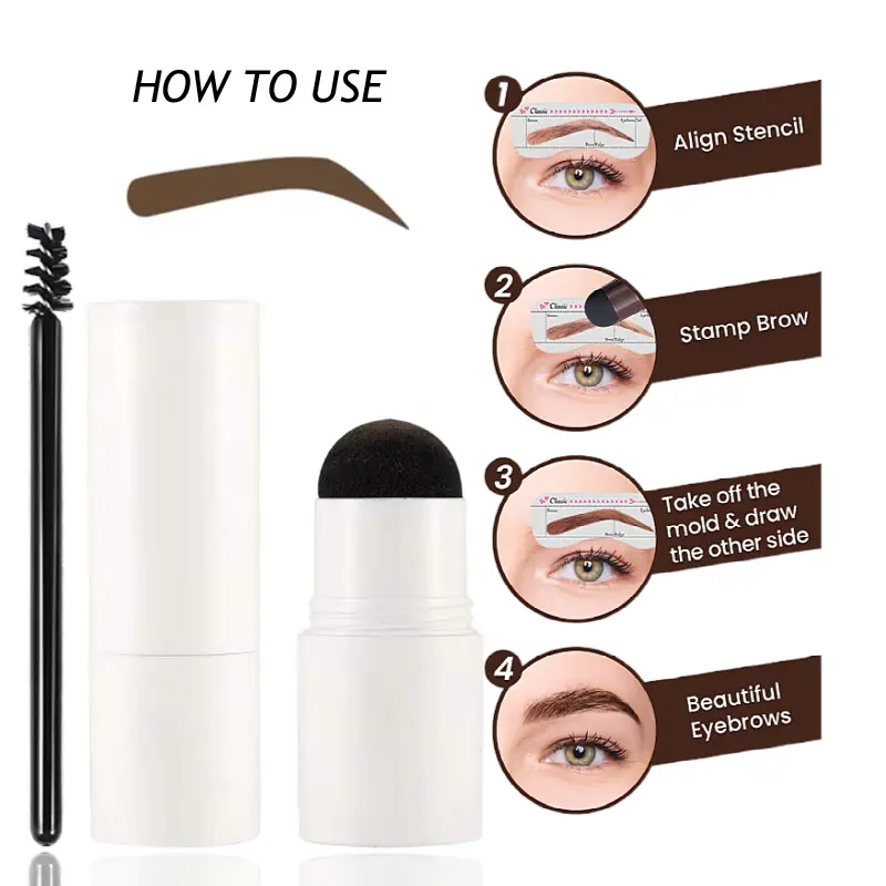 Make Your Own Logo News Eyebrow Stamp and Stencil Kit Low MOQ Eye Brow Makeup Tool Vegan Powder Eye Brow