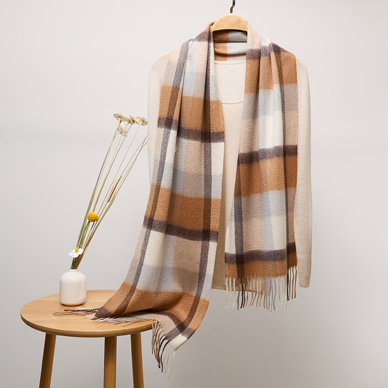144 silver gray camel check