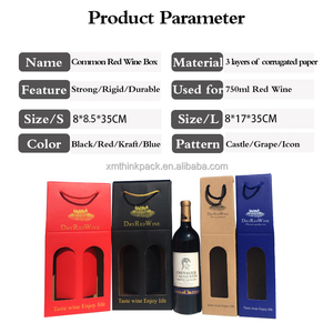 Hot Stamp logo Low MOQ Portable Corrugated <strong>Cardboard</strong> Red Wine <strong>Box</strong> for <strong>750ml</strong> Bottle <strong>Box</strong> with Window - Product Image 6