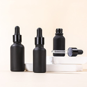 Atacado vazio Soro pele cuidados óleo vidro garrafa 50 <span class=keywords><strong>ml</strong></span> óleo essencial fosco preto brilhante vidro conta-gotas frasco 30ml