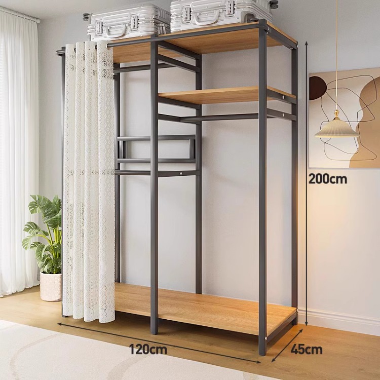 120*45*200-black frame steel and wood combination