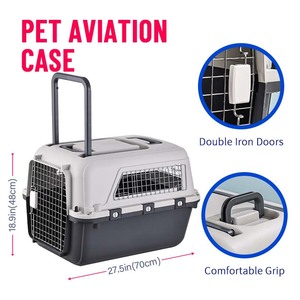 Tekerlekler üzerinde doğrudan satış büyük dayanıklı PP kulübesi köpek kedi sandık taşıyıcı tel kapı uçuş taşıyıcı ile yavru ve kediler için - Product Image 2