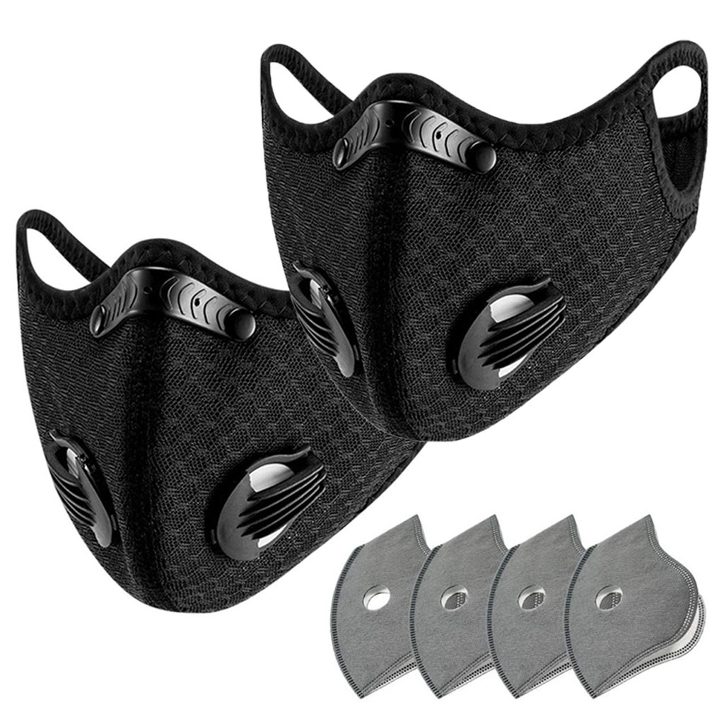 2 mascarillas con 4 filtros (negro)