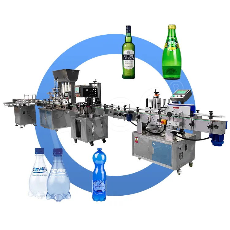 HNOC Automatizado Jugo Soda Agua Vidrio Botella de plástico Máquina de llenado de líquido de 1 litro con cinta transportadora