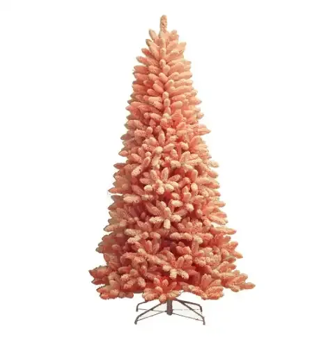 شجرة اصطناعية 6-12 قدم من نوع جديد مضاءة مسبقًا شجرة وردية مع أشجار عيد الميلاد الجميلة من البولي إيثيلين LED للديكور المنزلي الداخلي