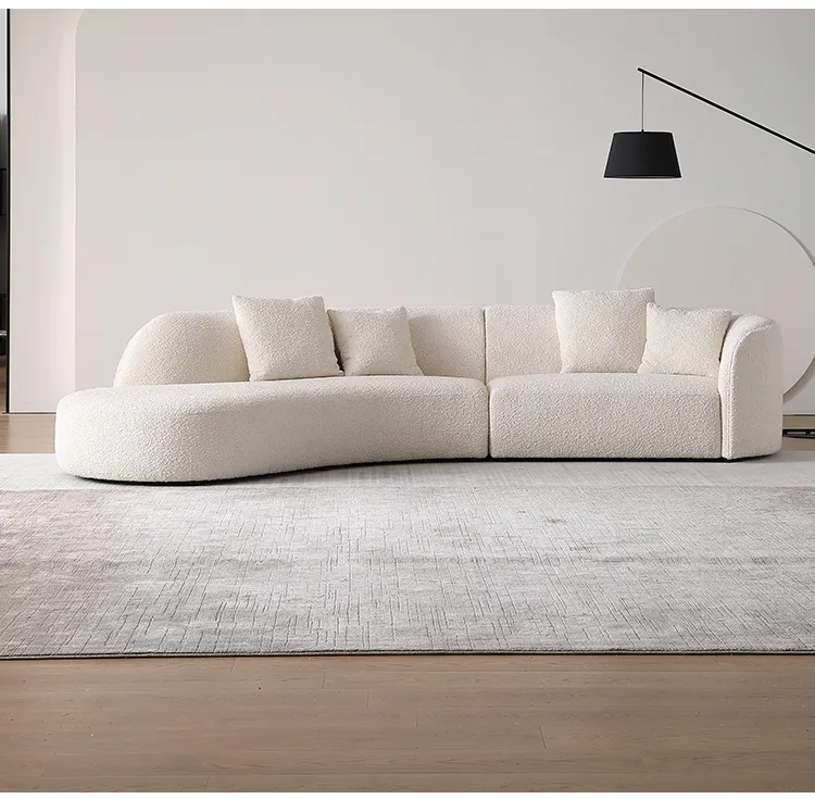 Yumuşak yuvarlak modern kanepe basit kanepe minimalist özel şekilli kaşmir beyaz kanepe tasarımları lüks koltuk