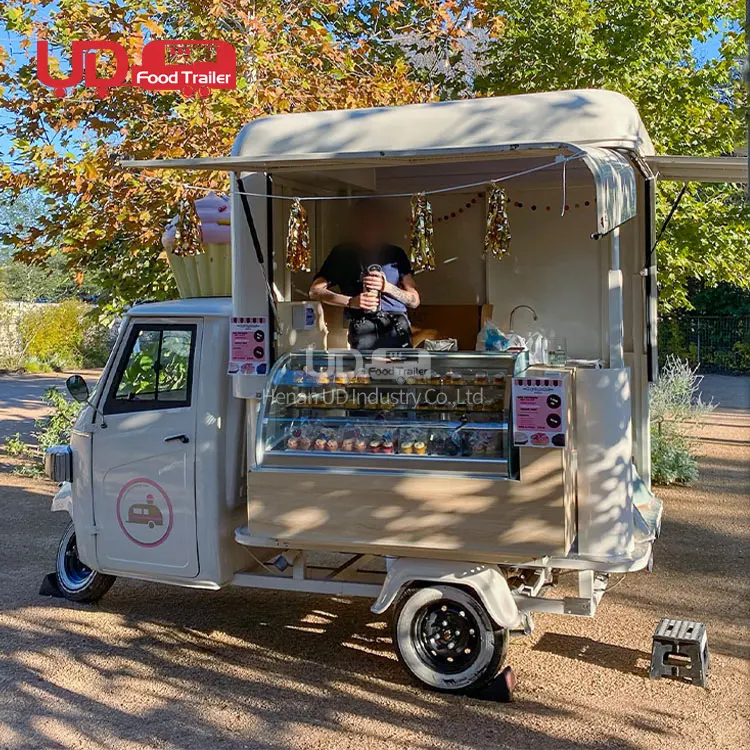 Personalizado Cupcake Carrinho De Café 3 Rodas Móvel Sorvete Snack Van Carro De Comida Italiana Ape Food Truck Para Venda