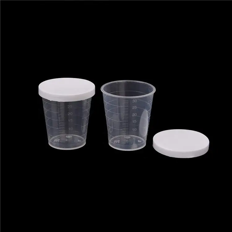 30ml Indexing Container Tube Laboratory Test Cylinder PP Plastic Clear Liquid Measuring Cups with Lid