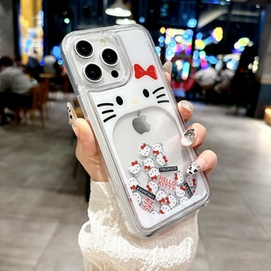 Sıcak yeni tasarımlar merhaba sevimli Kitty tasarım kaymak Quicksand telefon Iphone için kılıf 16 15pro Max 14 13 12 11 trend telefon kılıfı