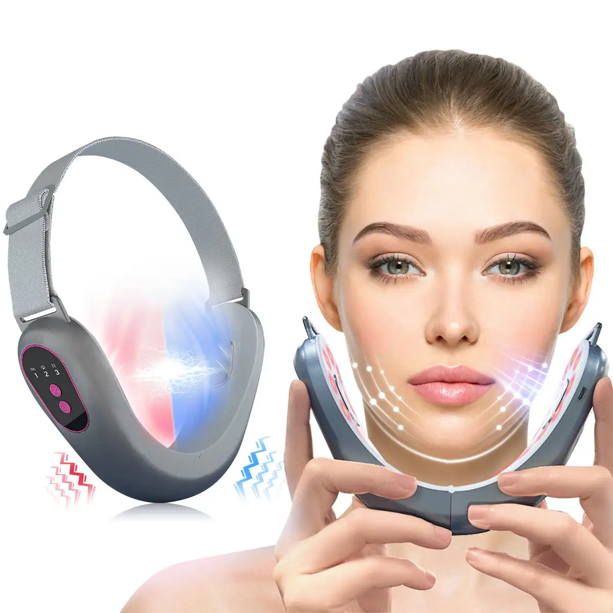 2023 dispositivo di bellezza caldo doppio mento riduttore V Line guancia Lifting vibrazione elettrica dimagrante modellante V massaggiatore sottile viso
