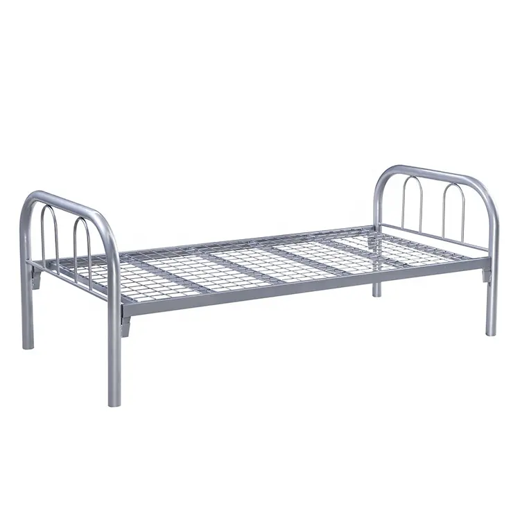 Muebles de metal para habitación de niños, cama individual con marco de hierro blanco