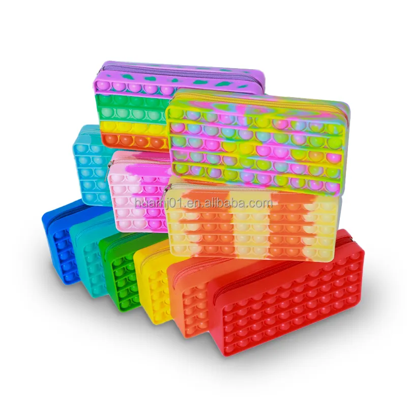 Colorful Popular Child Office School Supplies Silicone Stress Relief Fidget Popper Bag For Fidget Pencil Case