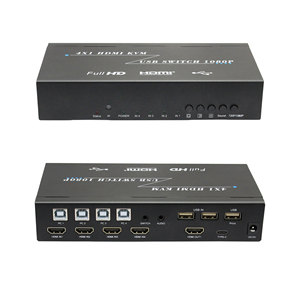 4K @ 60Hz KVMスイッチHDMIUSBポート4 in 1 Outスイッチャーセレクター (4台のコンピューター用) 共有キーボードマウスプリンターと1台のHDモニター - Product Image 1