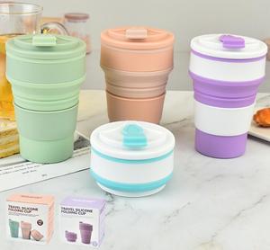 Özelleştirilmiş büyük bardak 500ml 16oz silikon katlanabilir içme fincan ısıya dayanıklı su bardağı kullanımlık taşınabilir kahve kupa - Product Image 5