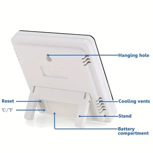 Phổ Biến Lớn LCD Hiển Thị Kỹ Thuật Số Nhiệt Kế Ẩm Kế Trong Nhà C/F Nhiệt Độ Độ Ẩm <span class=keywords><strong>Meter</strong></span> Đồng Hồ Báo Thức Cho Phòng Nhà Văn Phòng - Product Image 3