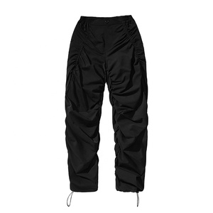 <span class=keywords><strong>Design</strong></span> Estilo Side Draw Rope Bundle Pé Wide Leg Nylon Pants Atacado Custom