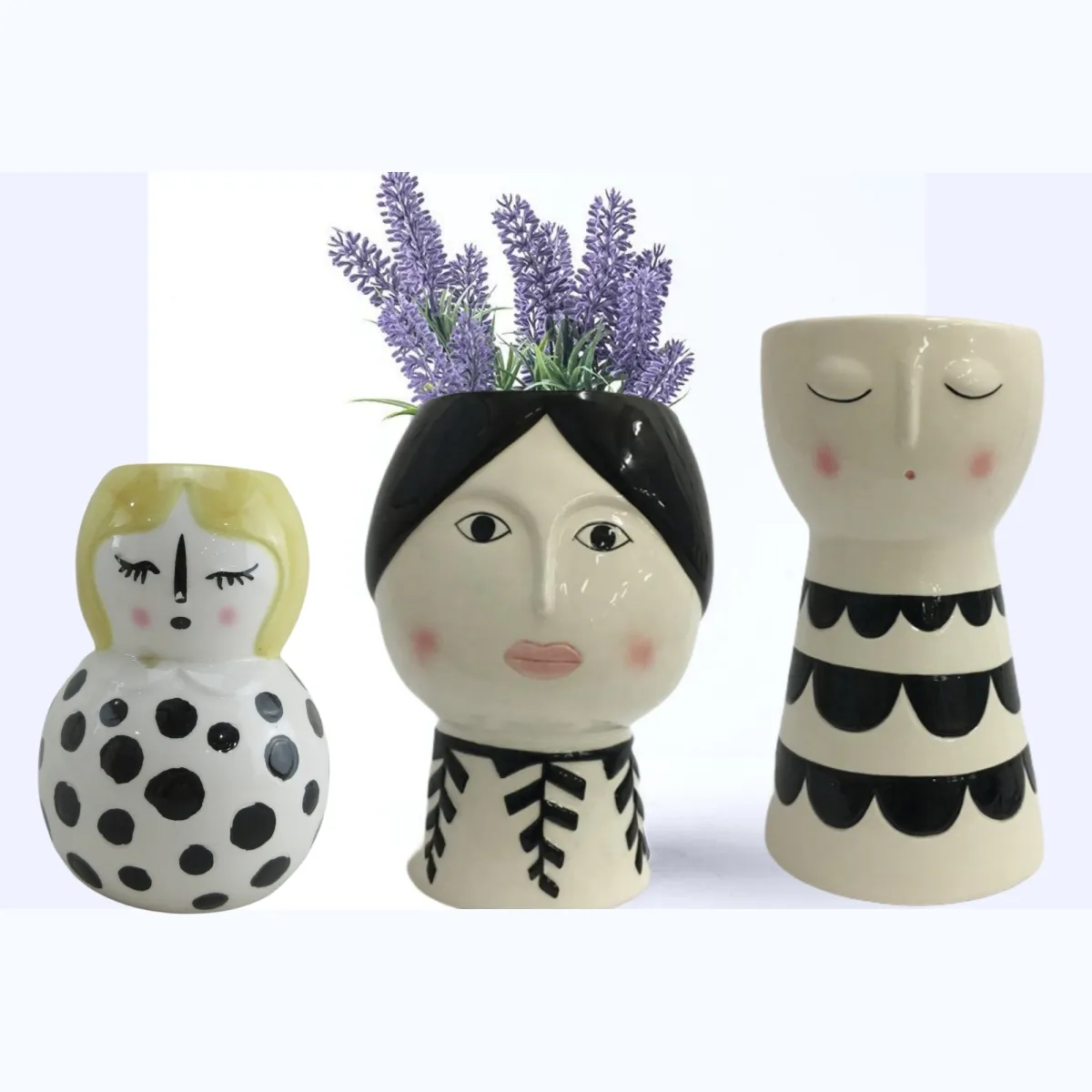 Vaso in ceramica dipinto a faccia in ceramica creativa in stile nordico moderno vasi in ceramica per piante fioriere per vasi da fiori