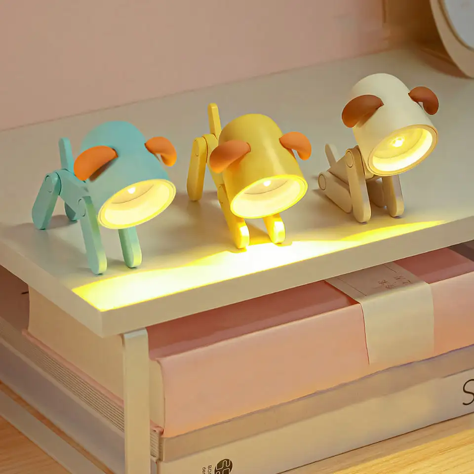 Creativo carino Mini cucciolo mobile porta telefono luce Led luce notturna lampada da tavolo atmosfera per regalo per bambini