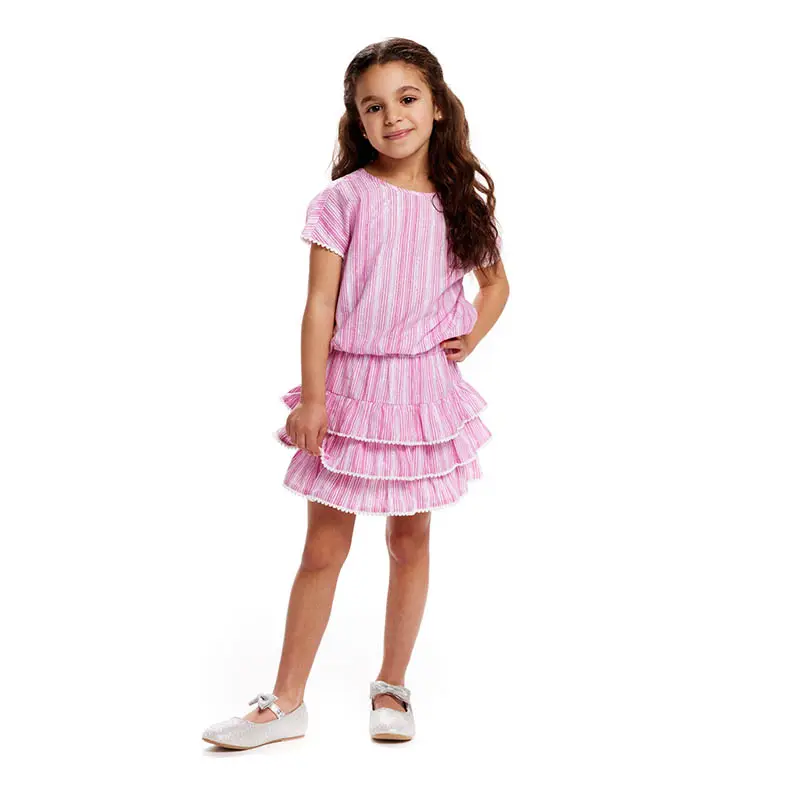 Ensemble de vêtements d'été pour filles-Jupe rose à rayures-Top avec jupe-Ensemble deux pièces à la mode pour filles de 10 à 16 ans