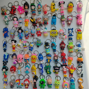 Wholesale <strong>PVC</strong> 3D Cartoon Animation Keychain Mini Random Style Rubber Keychain - Product Image 3