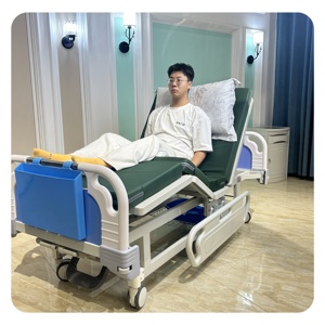 双功能手动病床，带床垫，用于家庭护理和医疗患者护理耐用的医院病床 - Product Image 1