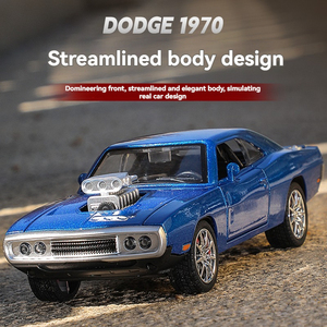 Diecast Model Car 1:24 Charger 1970 with Sound and Light Pullback Metal Car Model <strong>Toys</strong> Ornament Decorate Car Model - Product Image 4