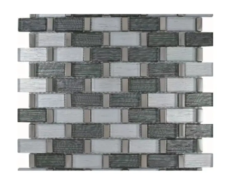 Mosaico de cristal gris de lujo de fábrica china, decoración contra salpicaduras de pared para interior del hogar