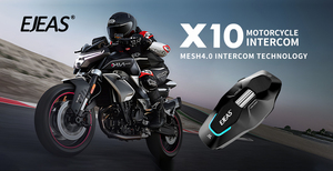 EJEAS X10 Casco de motocicleta Intercomunicador Bluetooth 10 Riders Mesh Group Sistema de auriculares inalámbricos de 2 vías Material ABS Moto Intercom