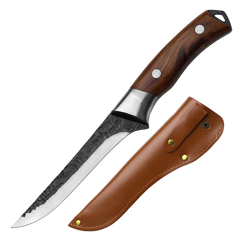 Couteau à désosser doré + étui en cuir PU