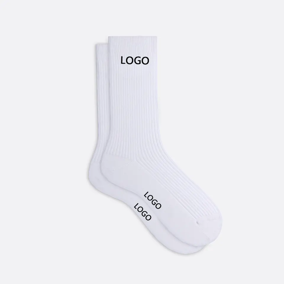 Özel tasarım Logo beyaz siyah ekip çorap spor Unisex pamuk futbol çorapları erkekler Anti kayma basketbol atletik çorap
