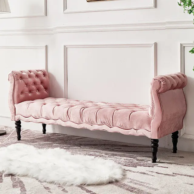 Banco tapizado de terciopelo para sala de estar, muebles de dormitorio de lujo, contemporáneo