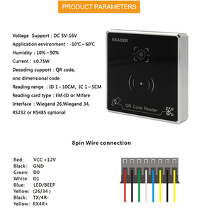 Iegand-Interfaz 125Hz 13,56Hz Z proto14141414443A protocal 1D 2D R, escáner de código y lector de control de acceso