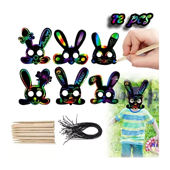 Juego de juguetes de dibujo con orejas de conejo de Pascua unisex para fiestas de Pascua para edades de 5 a 7 años Material de papel