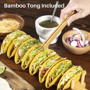 定制多用途食品托盘熟食店托盘玉米卷外壳支架玉米卷支架可容纳8个带通的竹制玉米卷托盘