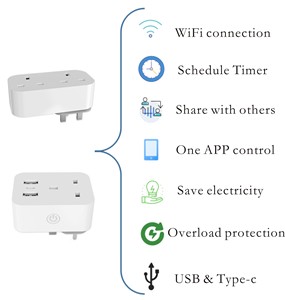 Venta caliente británico Alexa 13A Tuya WiFi Reino Unido Extensión multifunción toma de corriente inteligente enchufe con eléctrico - Product Image 4