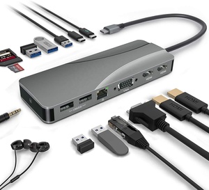 14 <strong>in</strong> 1 USB C Hub with 2 HDMI, VGA ,3.5mm Audio,USB C, PD Charge,Gigabit Ethernet,SD TF Card Reader, 5 USB Ports for MacBook Etc - Product Image 1
