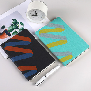 Tela de imitación personalizable crea mi propio diario A5 diario de arte colorido minimalista con logotipo cuaderno de cuero bordado exquisito - Product Image 4