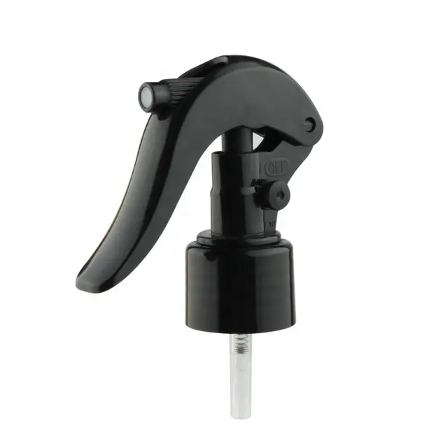 Mini bomba rociadora de gatillo para botella de plástico, cabezal de boquilla de pulverización de niebla, color blanco y negro, 24mm, 24/410, 28/410