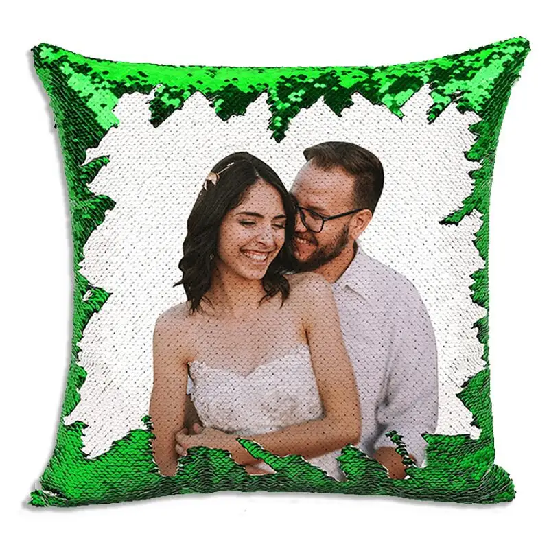 Custom Picture Logo Christmas Gifts Decor Flip Mermaid Sequin Pillow Case Sublimation Blank Reversible Magic Throw pillow Covers