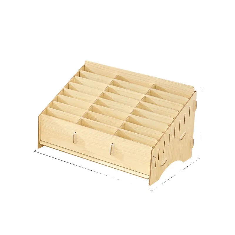 Wooden cell phone storage box, desktop organizer box, open divider box