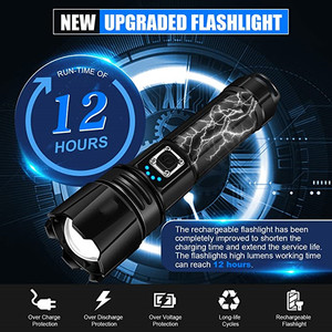 Flashlights 1000+ High Lumens Rechargeable Flashlights Led Torch XHP70.2 Super Bright Handheld Flashlights For Emergency Camping - Product Image 4