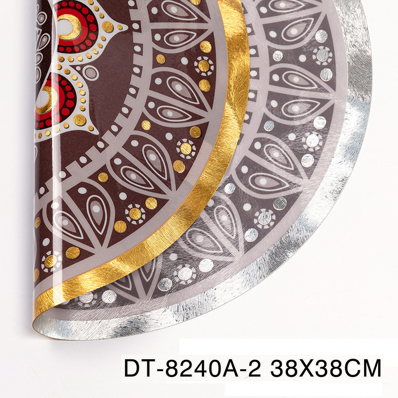 Bohemian Eco-friendly Waterproof Gold Vinyl PVC Round Placemats