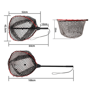 Balık ağı 108cm alüminyum katlanabilir tor ağı yumuşak silikon örgü PVC tutamak yayın Net Fly alabalık somon bas kayık balıkçılık - Product Image 2