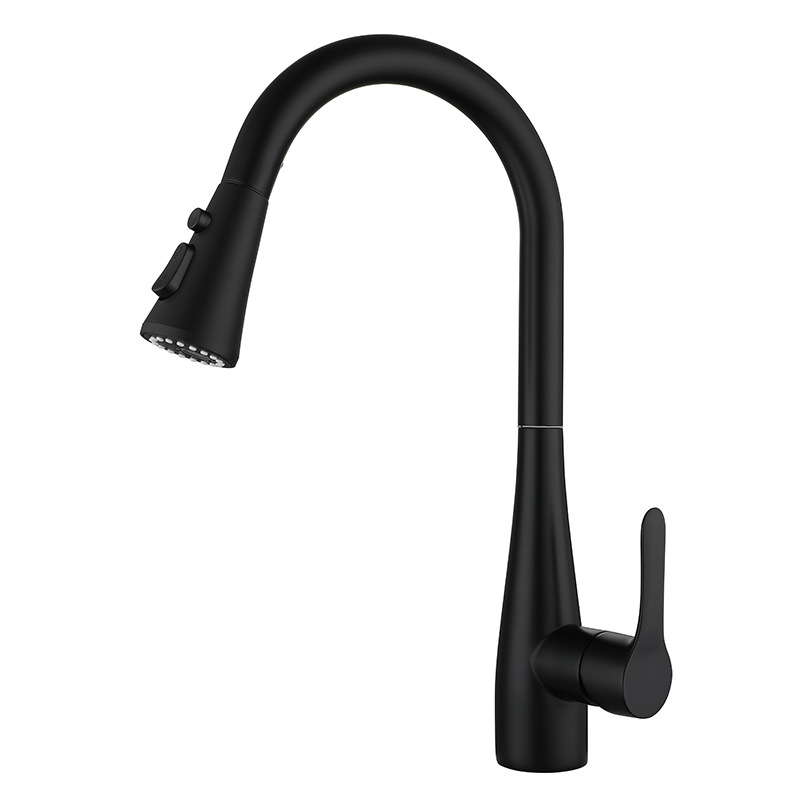 Black pull-out faucet (including water pipe)