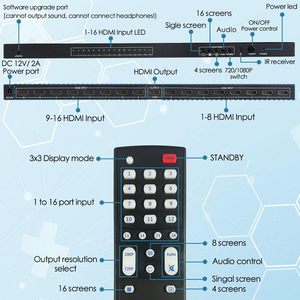Multivisor Full HD 1080P HDMI 16x1 16 en 1 salida HDMI 16X1 Quad Multi-Viewer con interruptor sin costuras - Product Image 6