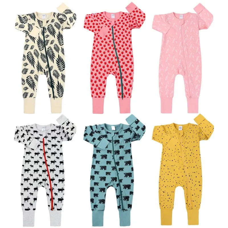 95% Cotton Fashion Long Sleeves Spring Autumn Baby Boy Girls Romper Jumpsuit For Sale with Full Prints
