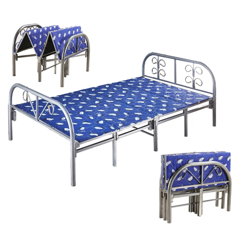 Muebles de dormitorio Proveedor de cama plegable de acero de alta calidad Marco de cama de plataforma única de metal portátil