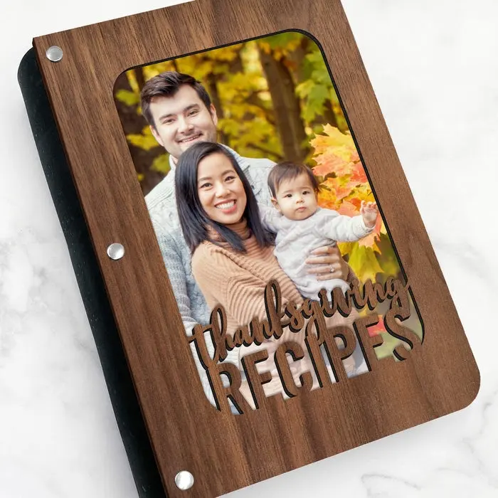 Copertina personalizzata stampa di ricette In legno Note Book Blank Card Holder Notebook per scrivere da soli per ricette di torte