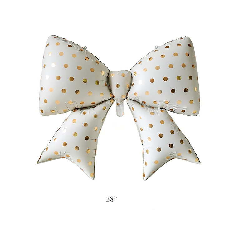 Beige Polka Dot Bow Balloon