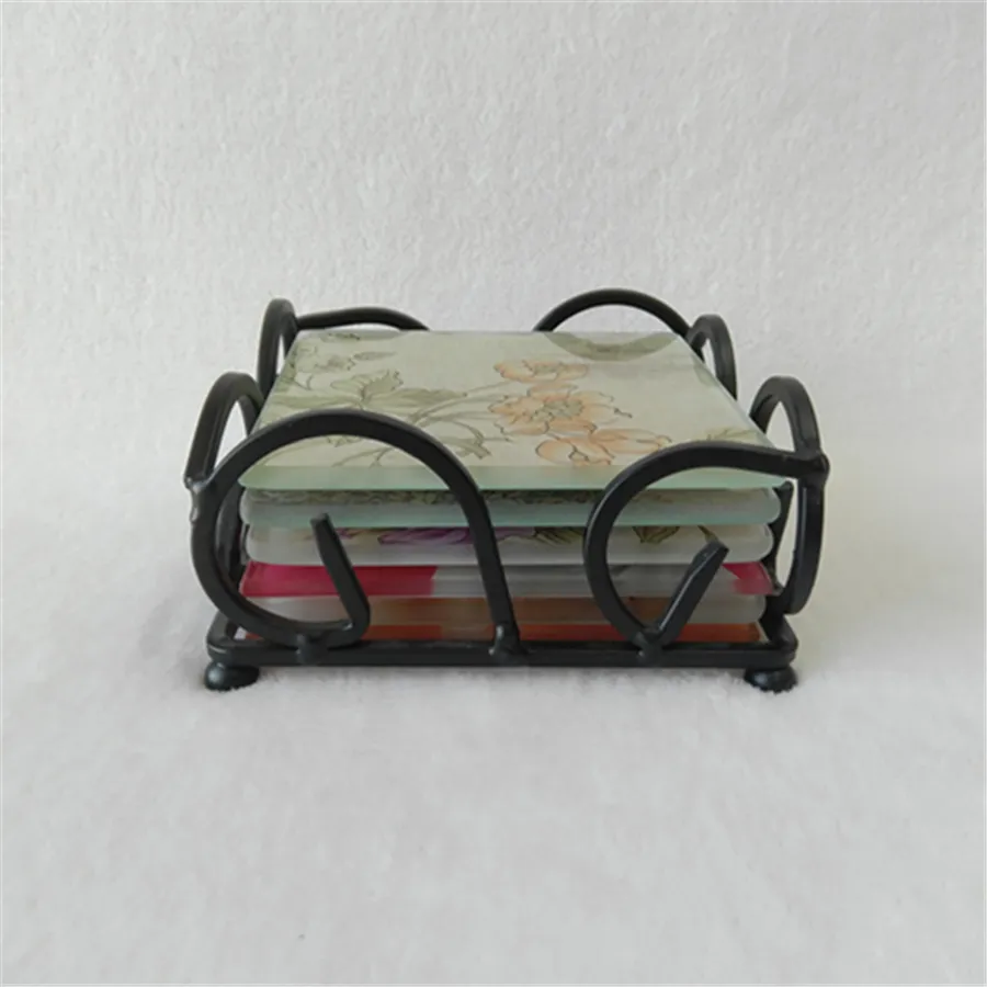 Single-Tier Metal Wire Coaster Rack Standing Type Tableware Storage for Glass or Ceramic Tiles